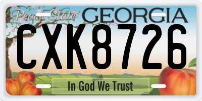 GA license plate CXK8726