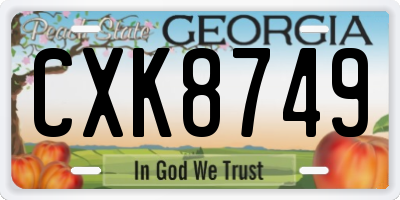 GA license plate CXK8749