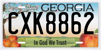 GA license plate CXK8862