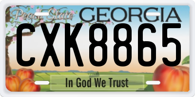 GA license plate CXK8865