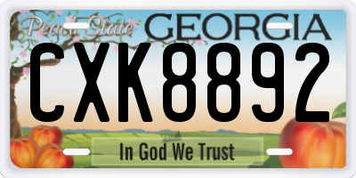 GA license plate CXK8892