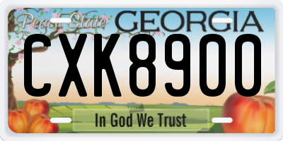 GA license plate CXK8900
