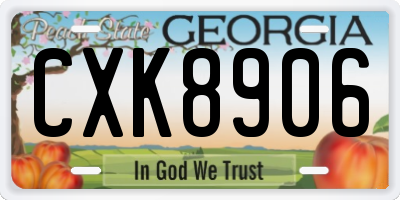 GA license plate CXK8906