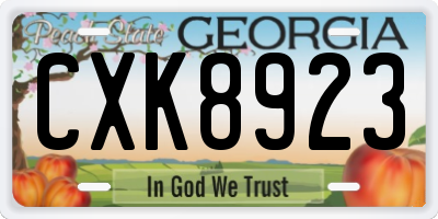 GA license plate CXK8923