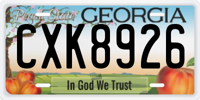 GA license plate CXK8926