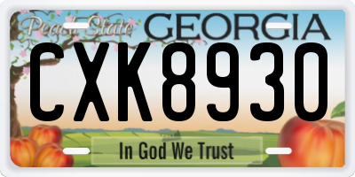 GA license plate CXK8930