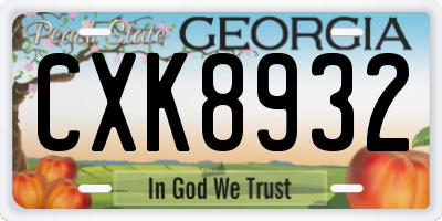 GA license plate CXK8932