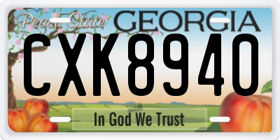 GA license plate CXK8940