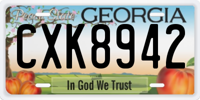 GA license plate CXK8942
