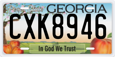GA license plate CXK8946