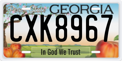 GA license plate CXK8967