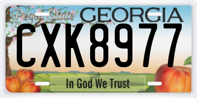 GA license plate CXK8977