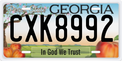 GA license plate CXK8992