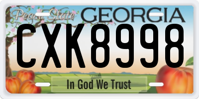 GA license plate CXK8998