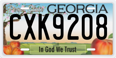 GA license plate CXK9208