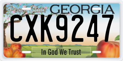 GA license plate CXK9247