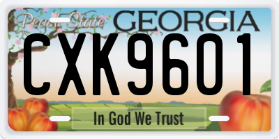 GA license plate CXK9601