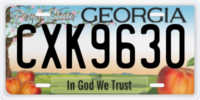 GA license plate CXK9630
