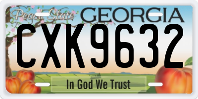 GA license plate CXK9632