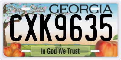 GA license plate CXK9635