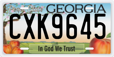 GA license plate CXK9645