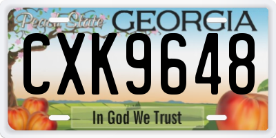 GA license plate CXK9648