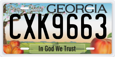 GA license plate CXK9663