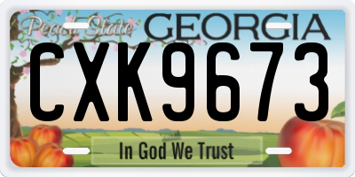 GA license plate CXK9673