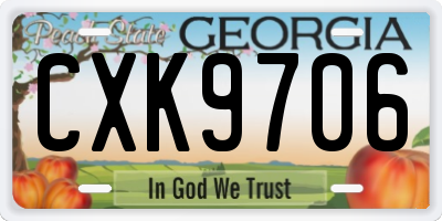 GA license plate CXK9706