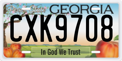 GA license plate CXK9708