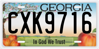 GA license plate CXK9716