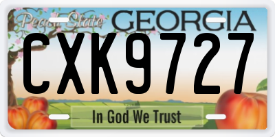 GA license plate CXK9727