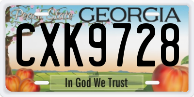 GA license plate CXK9728
