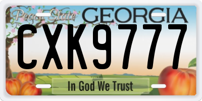 GA license plate CXK9777