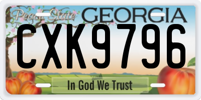 GA license plate CXK9796