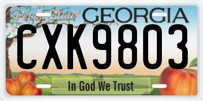 GA license plate CXK9803