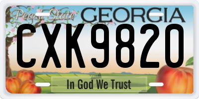 GA license plate CXK9820