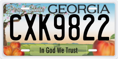 GA license plate CXK9822