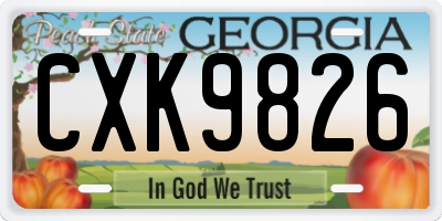 GA license plate CXK9826