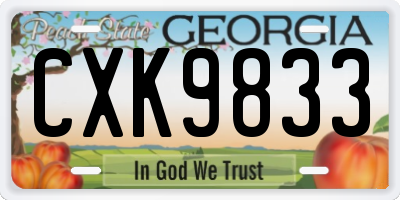 GA license plate CXK9833