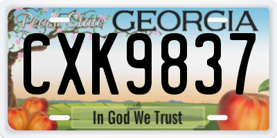 GA license plate CXK9837