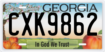 GA license plate CXK9862