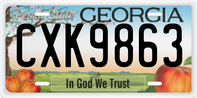 GA license plate CXK9863