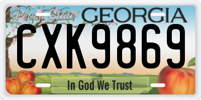 GA license plate CXK9869