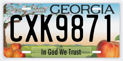 GA license plate CXK9871