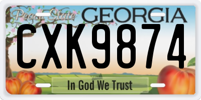 GA license plate CXK9874