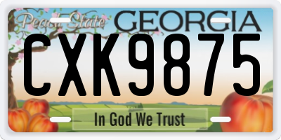 GA license plate CXK9875