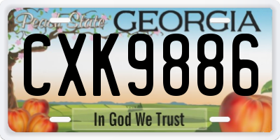 GA license plate CXK9886