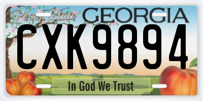 GA license plate CXK9894