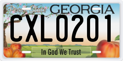 GA license plate CXL0201
